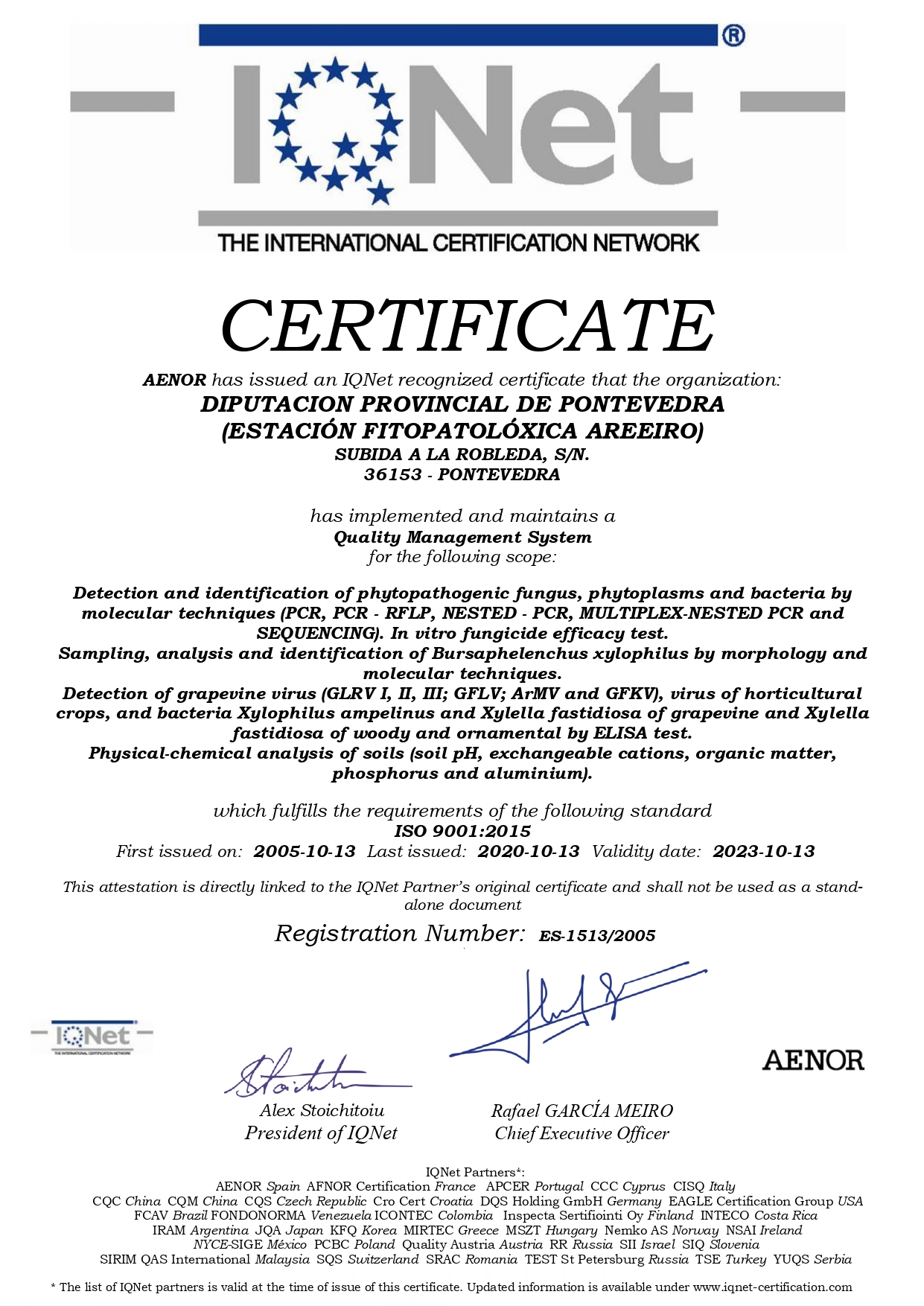 Certificado de acreditacin de IQNet